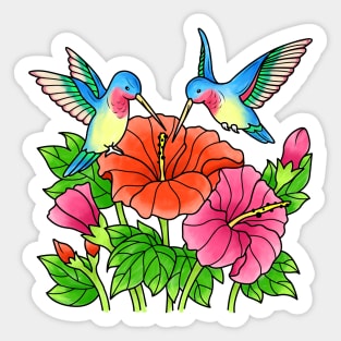 Hummingbird Couple Flowers Women Girls Hummingbirds Sticker